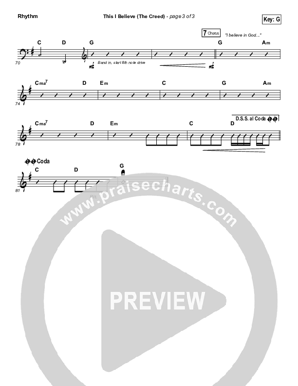 This I Believe (The Creed) Rhythm Chart (Hillsong Worship)