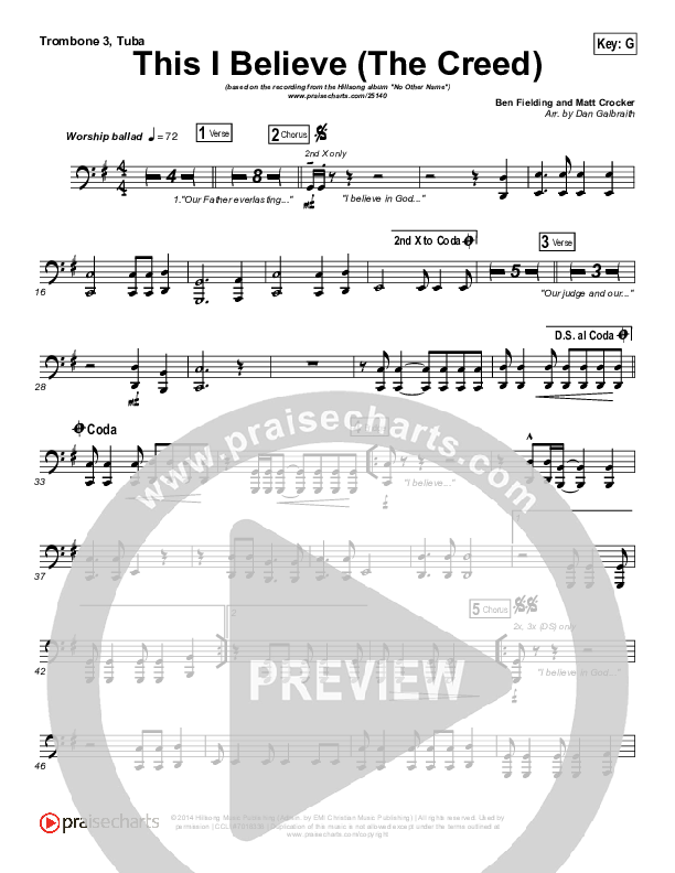 This I Believe (The Creed) Trombone 1,2 (Hillsong Worship)