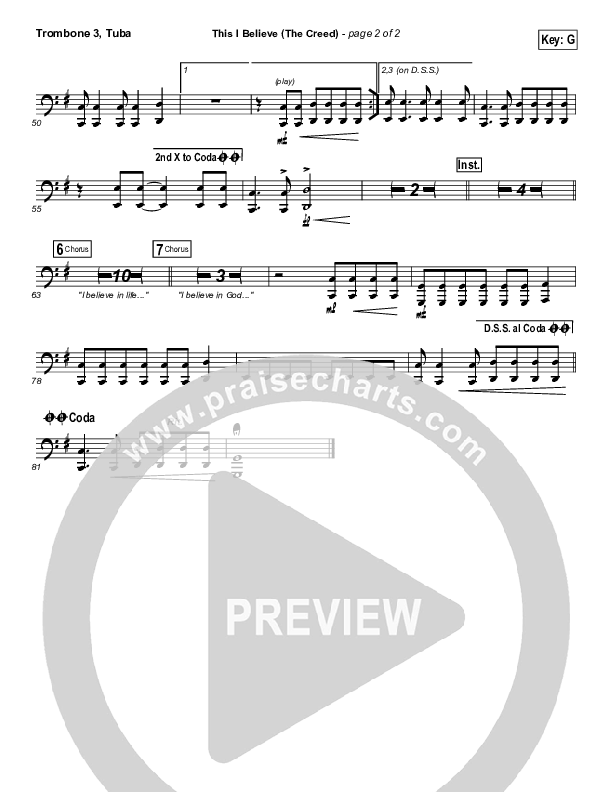 This I Believe (The Creed) Trombone 3/Tuba (Hillsong Worship)