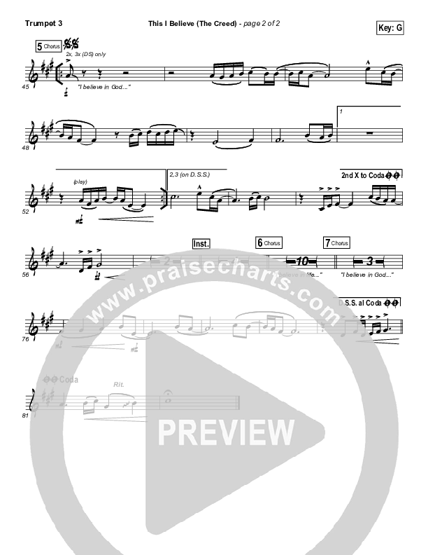 This I Believe (The Creed) Trumpet 3 (Hillsong Worship)