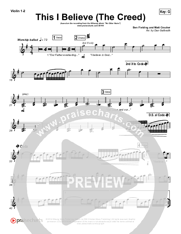 This I Believe (The Creed) Violin 1,2 (Hillsong Worship)