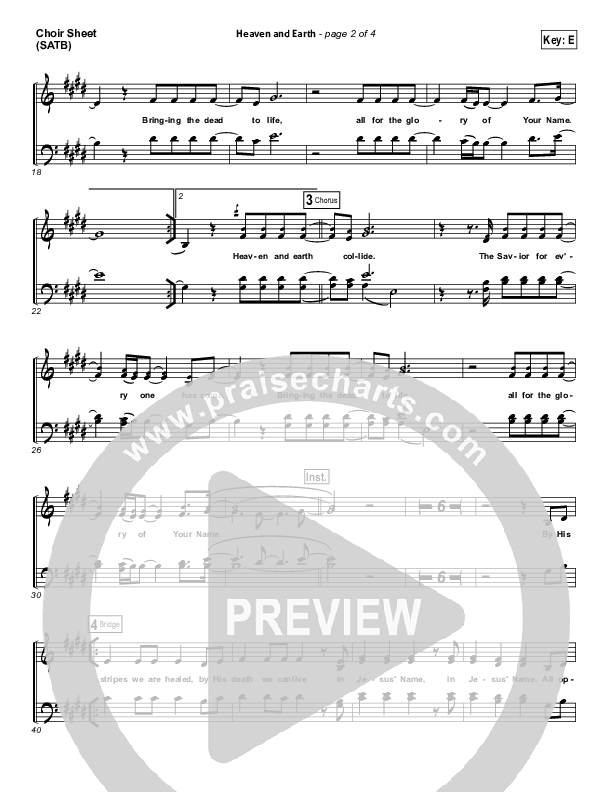 Heaven And Earth Choir Sheet (SATB) (Hillsong Worship)