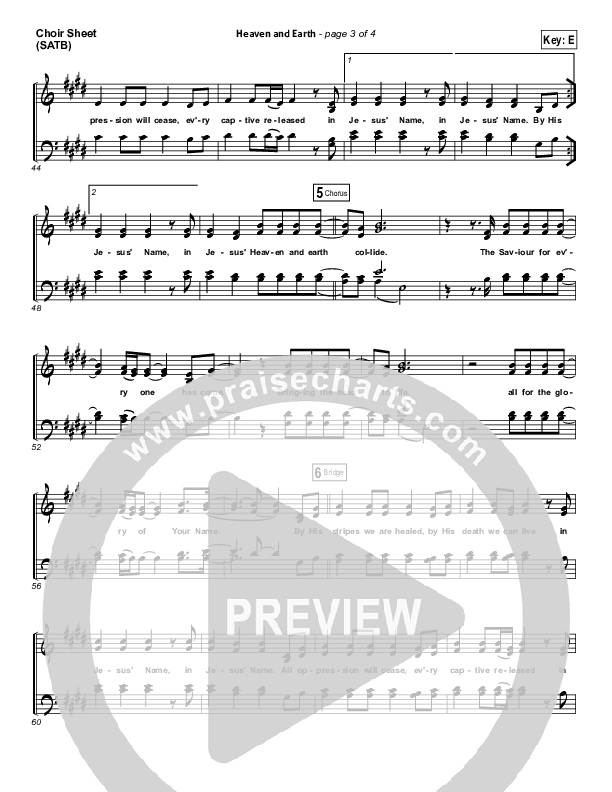 Heaven And Earth Choir Sheet (SATB) (Hillsong Worship)
