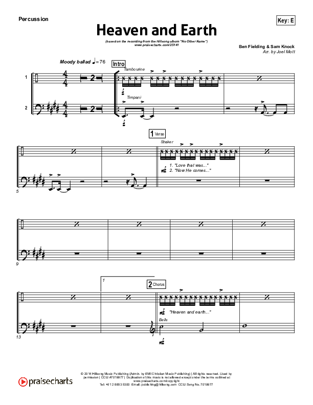 Heaven And Earth Percussion (Hillsong Worship)