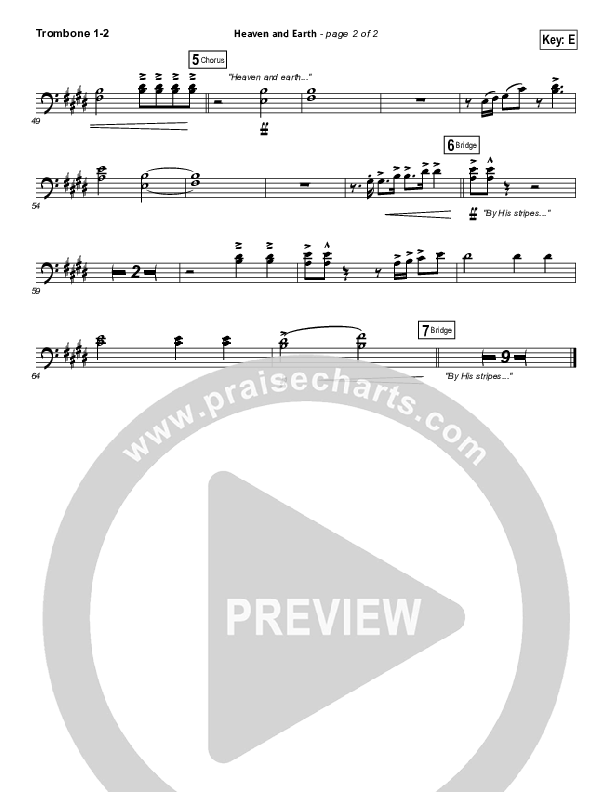 Heaven And Earth Trombone 1/2 (Hillsong Worship)