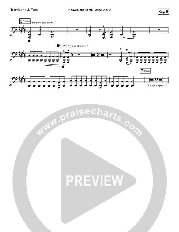 Heaven And Earth Trombone 3/Tuba (Hillsong Worship)