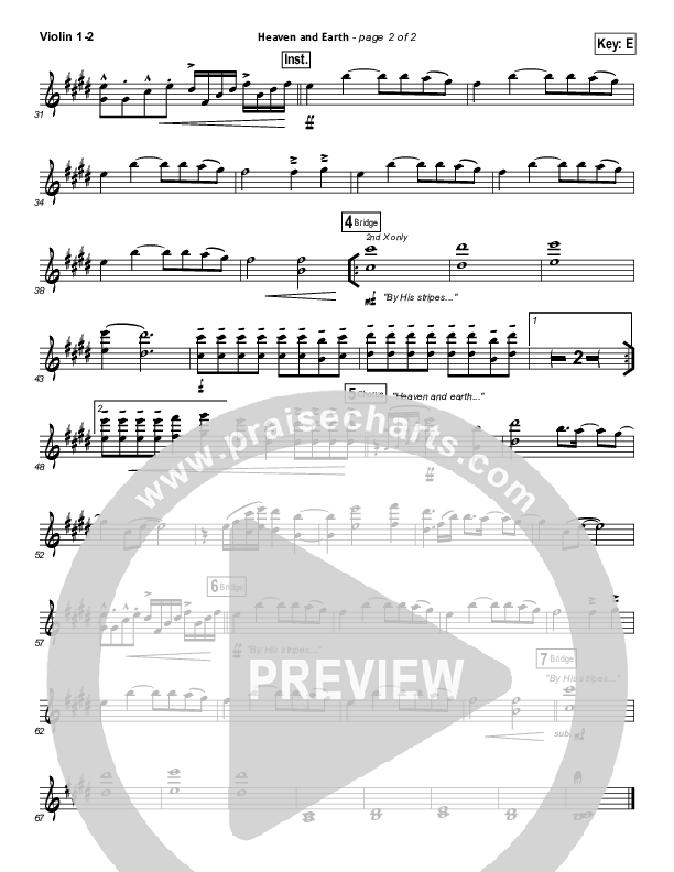 Heaven And Earth Violin 1/2 (Hillsong Worship)