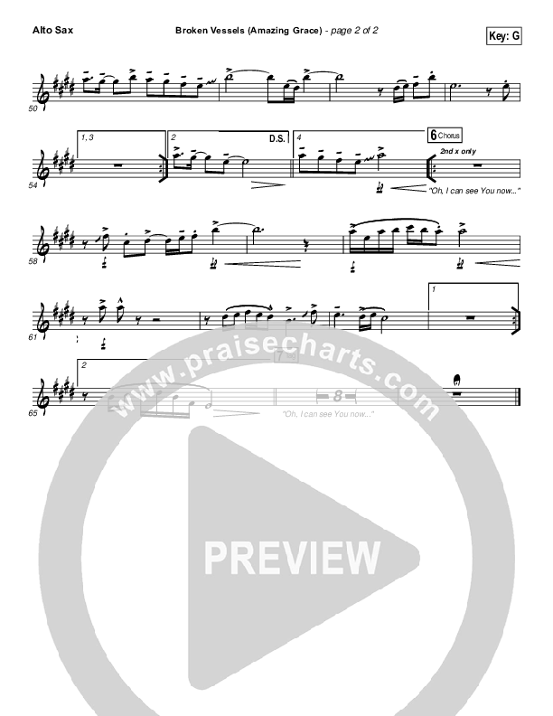 Broken Vessels (Amazing Grace) Alto Sax (Hillsong Worship)