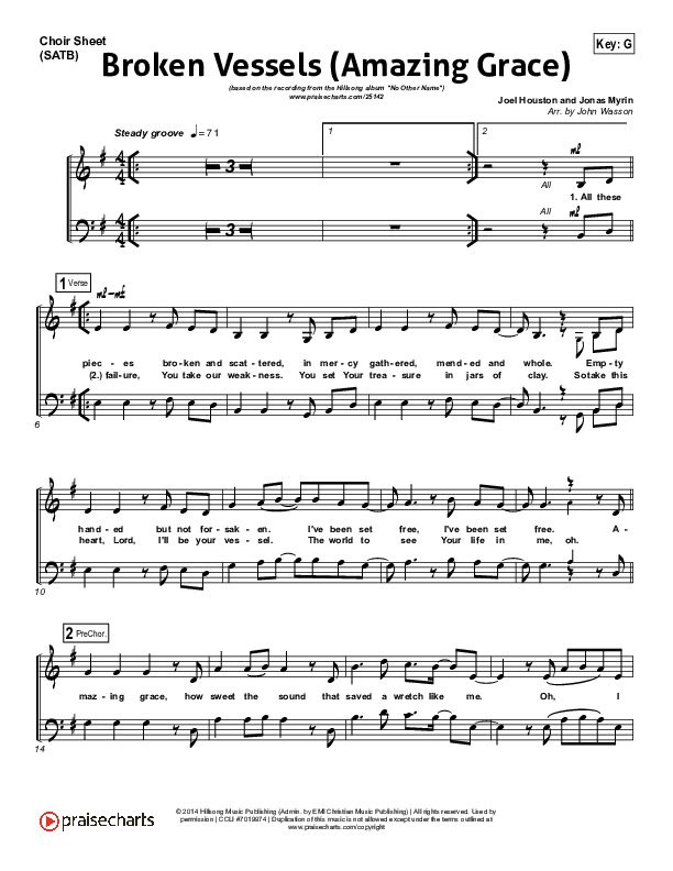 Broken Vessels Choir Sheet (SATB) (Hillsong Worship)
