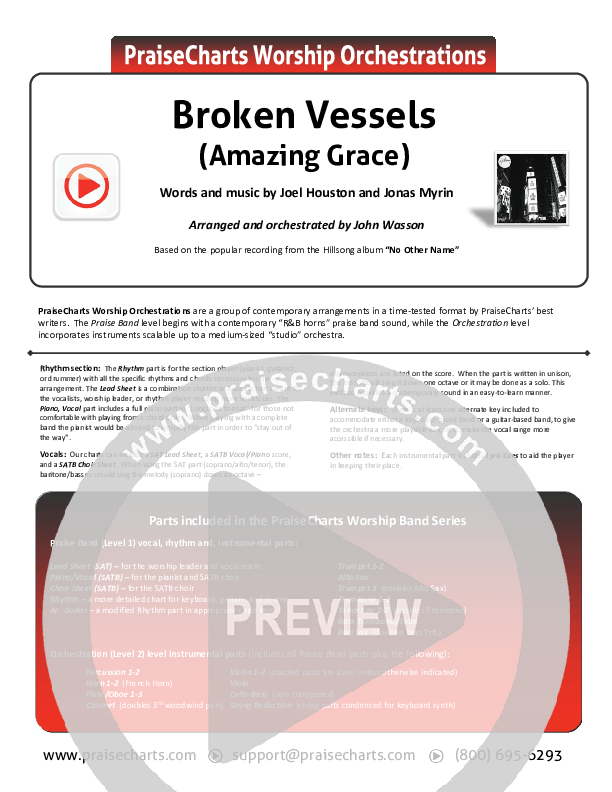 Broken Vessels Cover Sheet (Hillsong Worship)
