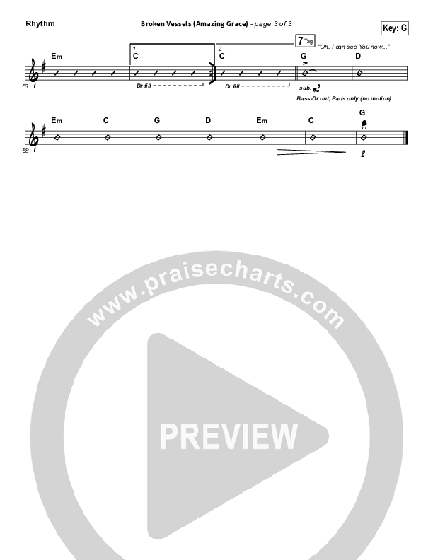 Broken Vessels Rhythm Chart (Hillsong Worship)