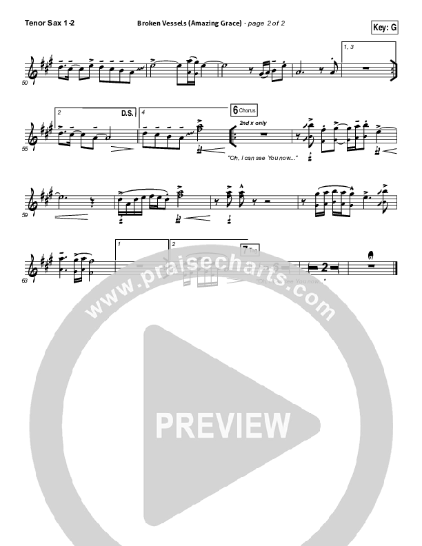 Broken Vessels (Amazing Grace) Tenor Sax 1/2 (Hillsong Worship)