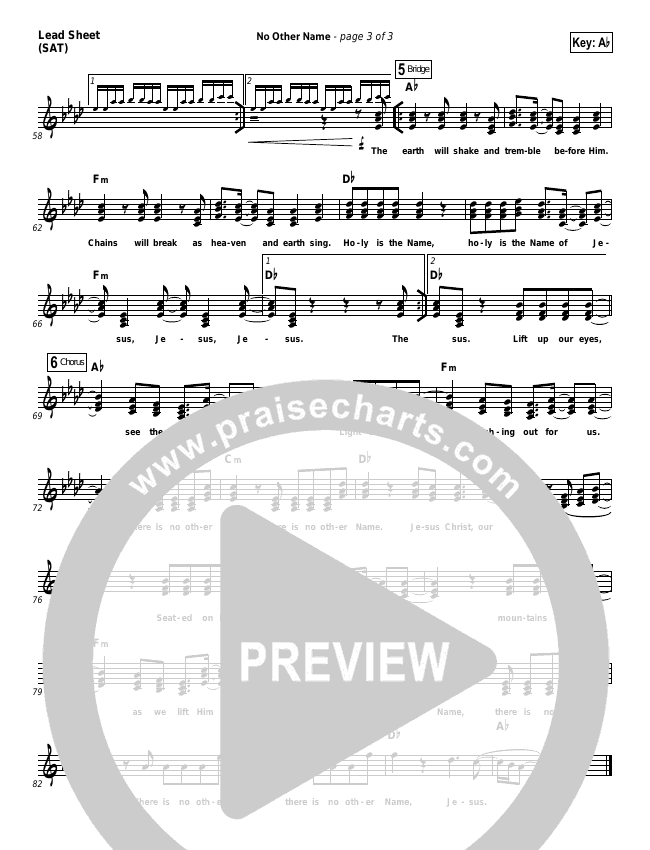 No Other Name Sheet Music Hillsong Worship PraiseCharts