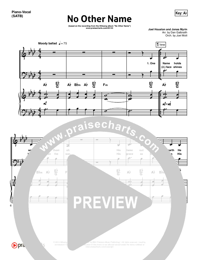 No Other Name Sheet Music Hillsong Worship PraiseCharts no-other-name-sheet-music-hillsong-worship-praisecharts