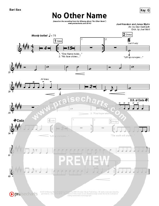 No Other Name Bari Sax (Hillsong Worship)