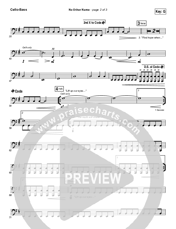 No Other Name Cello/Bass (Hillsong Worship)