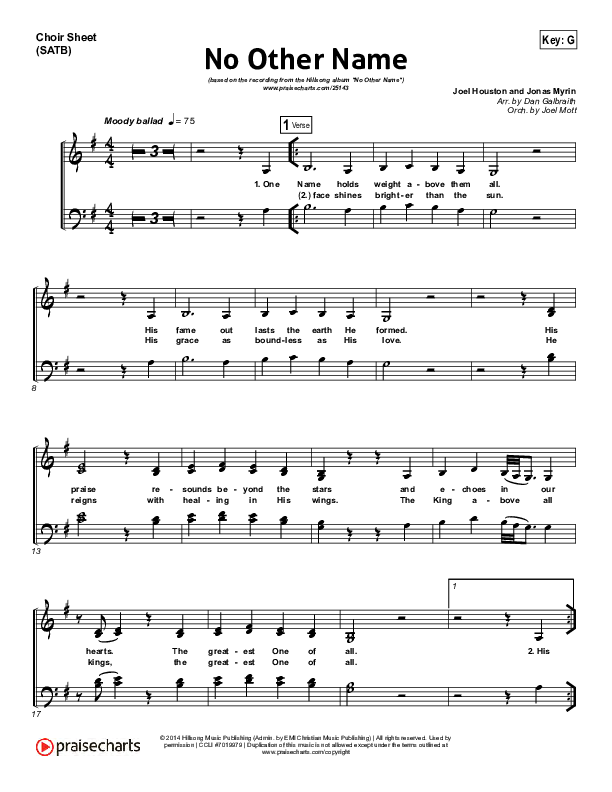 No Other Name Choir Vocals (SATB) (Hillsong Worship)