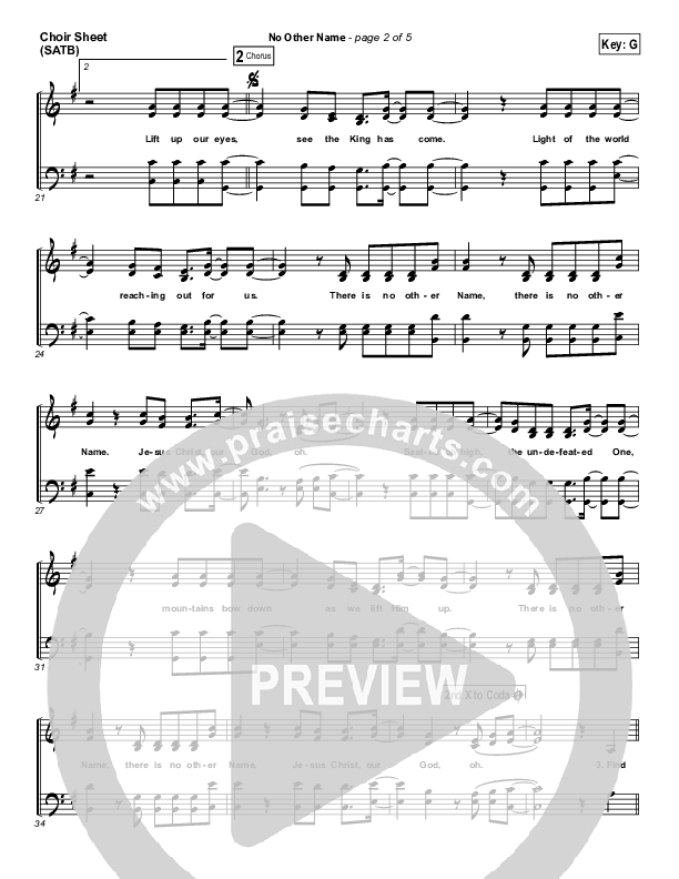 No Other Name Choir Sheet (SATB) (Hillsong Worship)