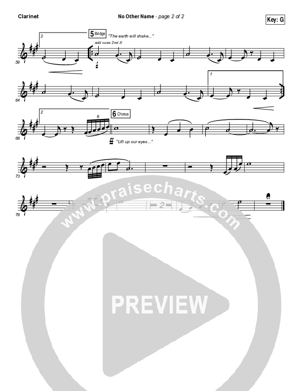 No Other Name Clarinet (Hillsong Worship)