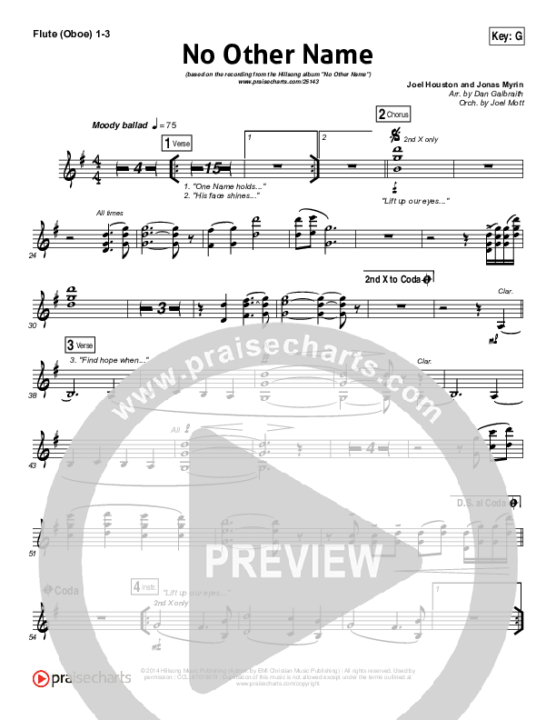 No Other Name Flute/Oboe 1/2/3 (Hillsong Worship)