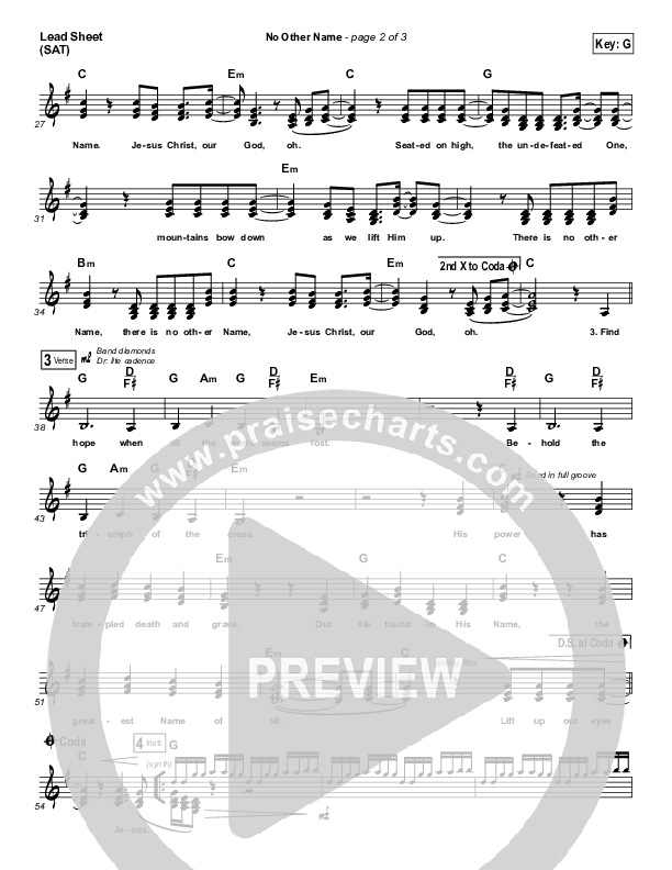 No Other Name Lead Sheet (SAT) (Hillsong Worship)