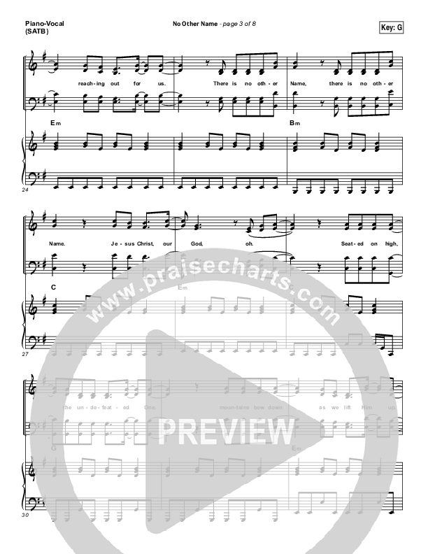 No Other Name Piano/Vocal (SATB) (Hillsong Worship)