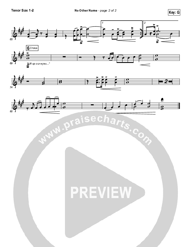 No Other Name Tenor Sax 1/2 (Hillsong Worship)