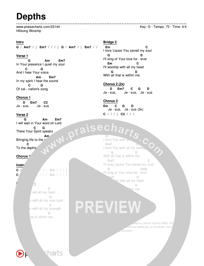 Depths Chords & Lyrics (Hillsong Worship)
