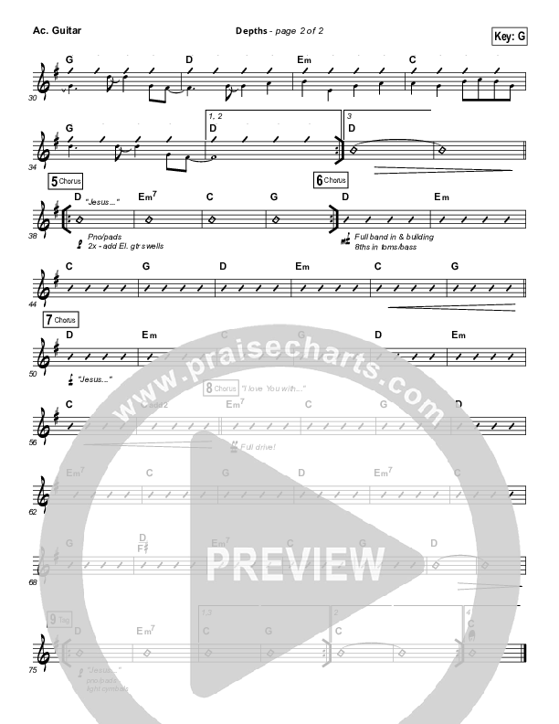 Depths Acoustic Guitar (Hillsong Worship)