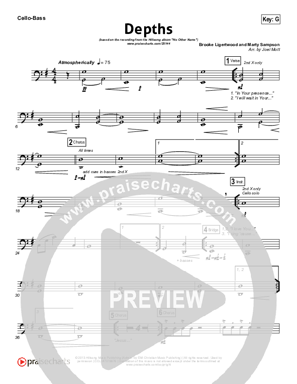 Depths Cello/Bass (Hillsong Worship)