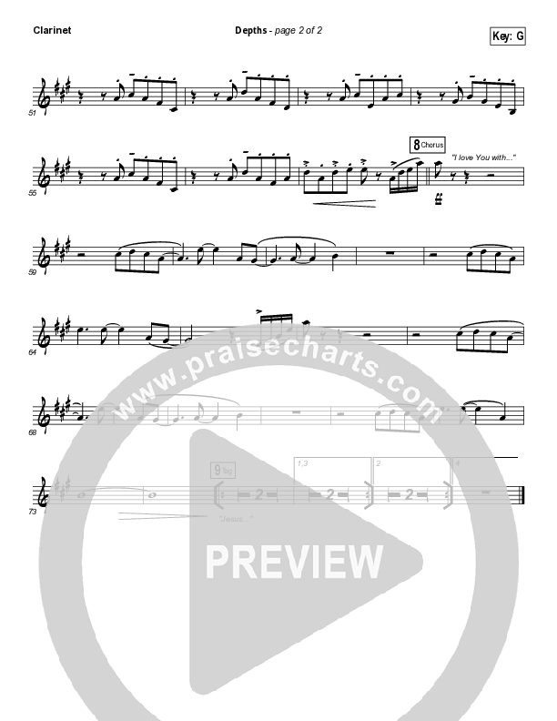 Depths Clarinet (Hillsong Worship)