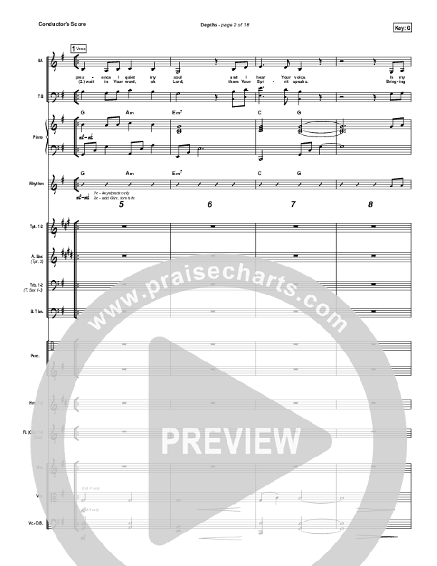 Depths Conductor's Score (Hillsong Worship)