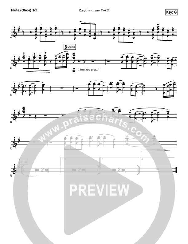 Depths Flute/Oboe 1/2/3 (Hillsong Worship)