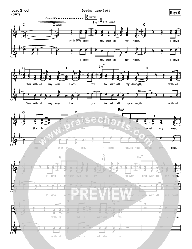 Depths Lead Sheet (SAT) (Hillsong Worship)
