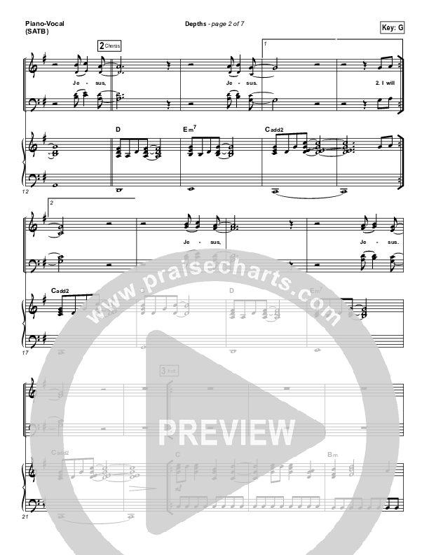 Depths Piano/Vocal (SATB) (Hillsong Worship)