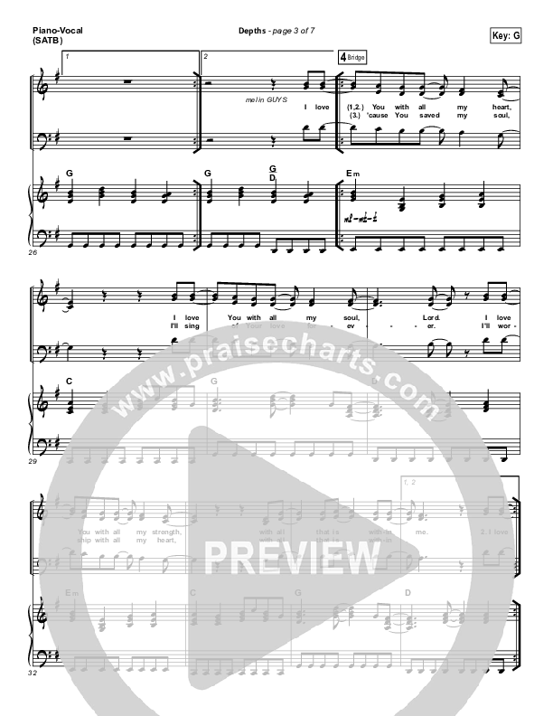 Depths Piano/Vocal (SATB) (Hillsong Worship)