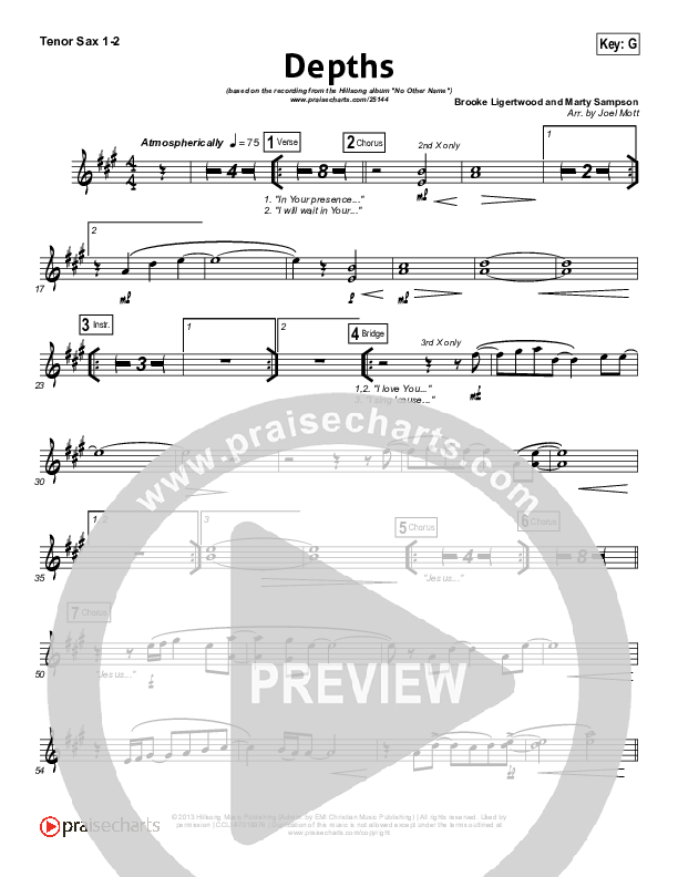 Depths Tenor Sax 1/2 (Hillsong Worship)