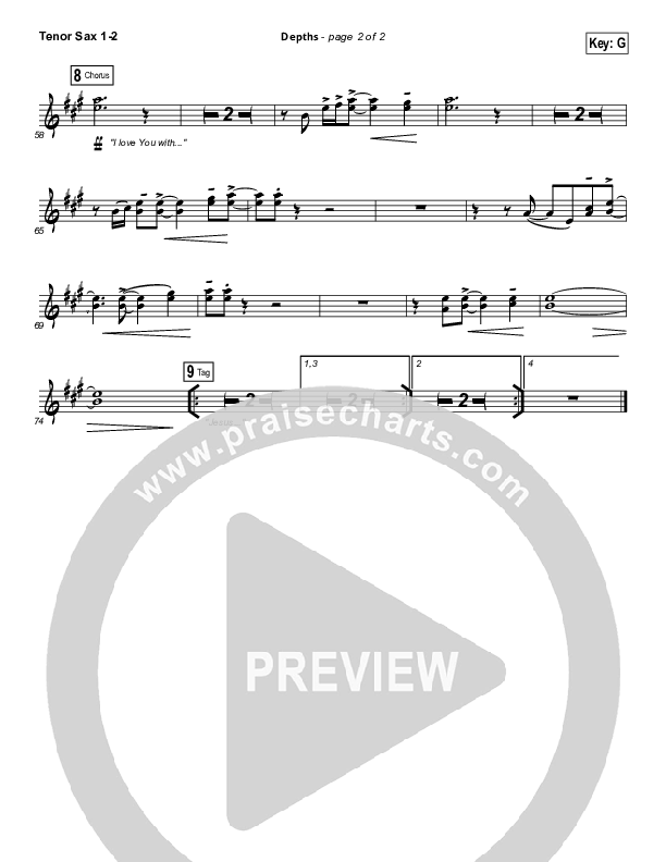 Depths Tenor Sax 1/2 (Hillsong Worship)