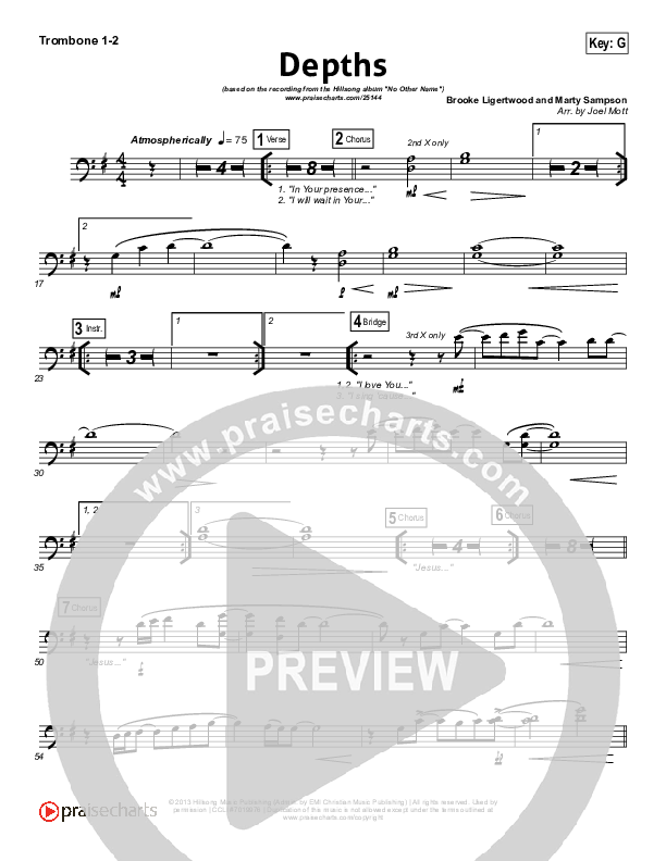 Depths Trombone 1/2 (Hillsong Worship)