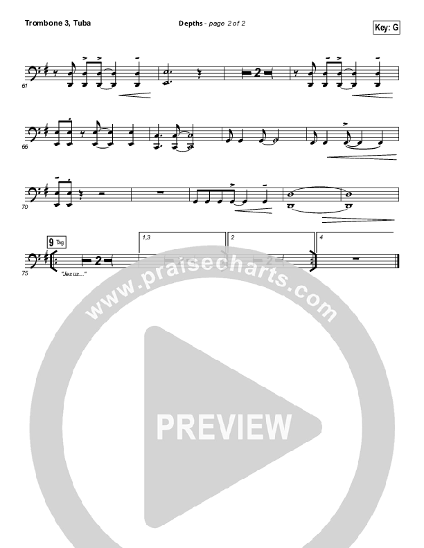 Depths Trombone 3/Tuba (Hillsong Worship)