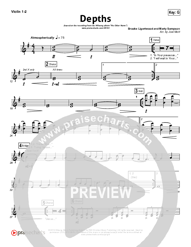 Depths Violin 1/2 (Hillsong Worship)