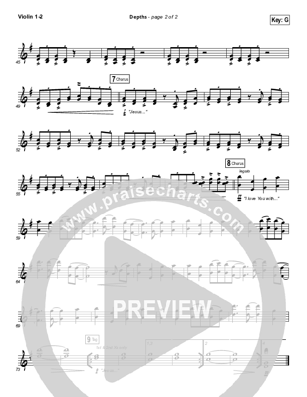 Depths Violin 1/2 (Hillsong Worship)