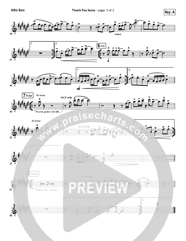 Thank You Jesus Alto Sax (Hillsong Worship / Hannah Hobbs)