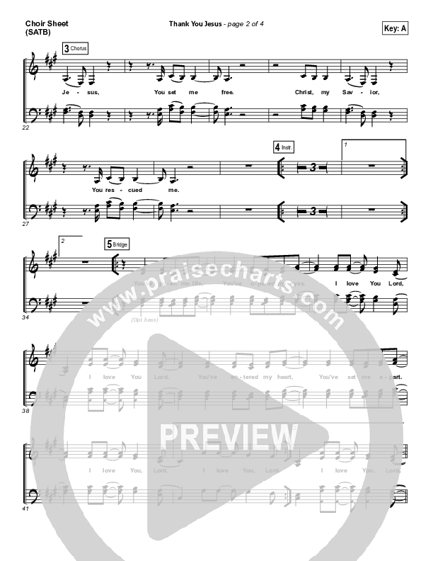 Thank You Jesus Choir Sheet (SATB) (Hillsong Worship / Hannah Hobbs)