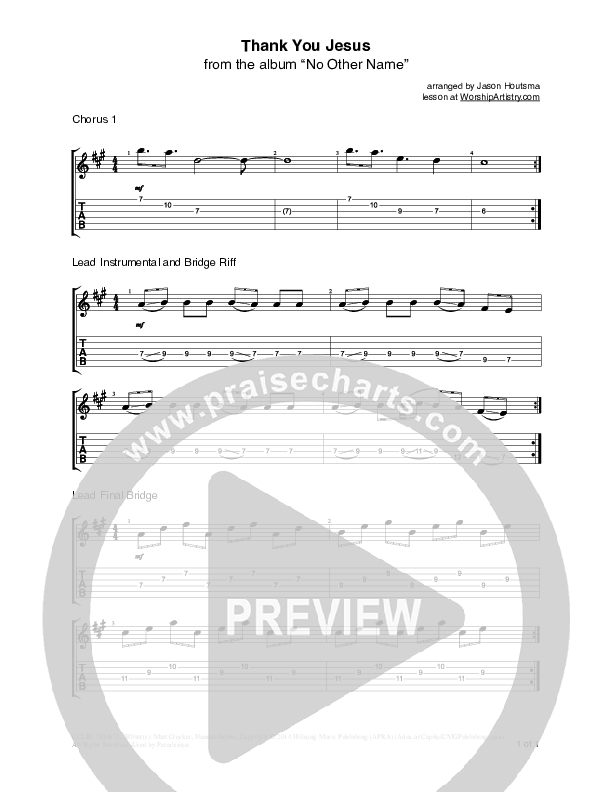 Thank You Jesus Guitar Tab (Hillsong Worship / Hannah Hobbs)