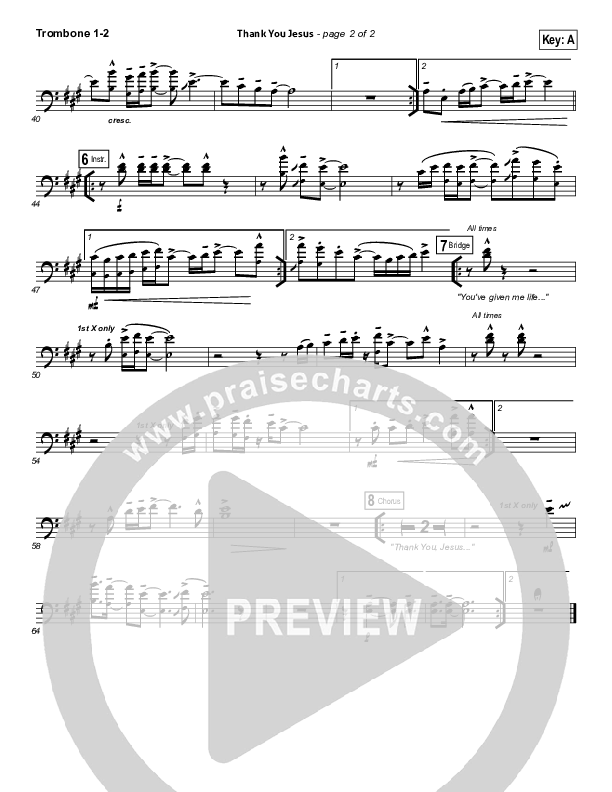 Thank You Jesus Trombone 1/2 (Hillsong Worship / Hannah Hobbs)