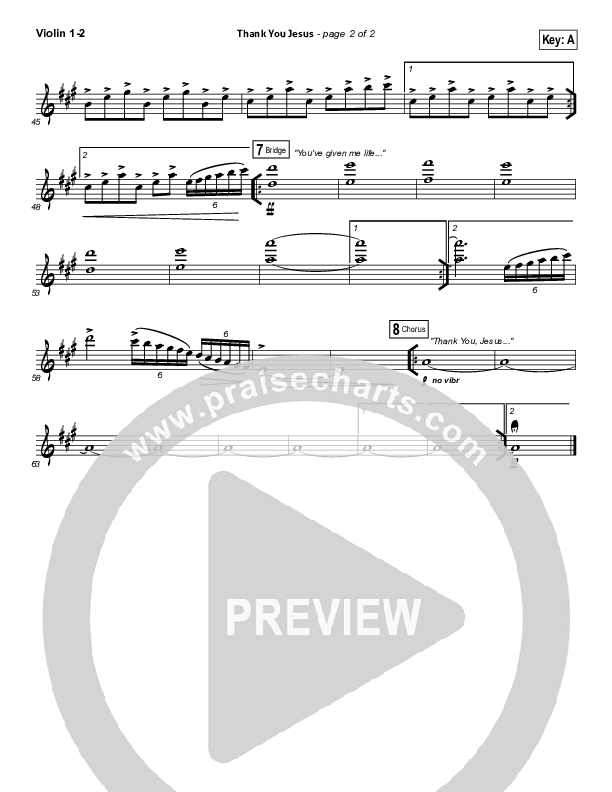 Thank You Jesus Violin 1/2 (Hillsong Worship / Hannah Hobbs)