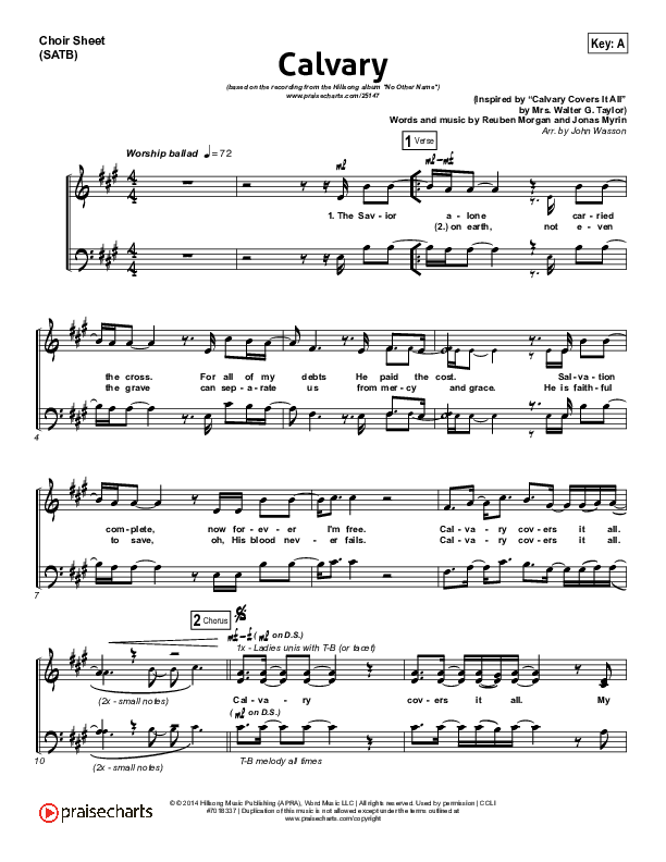 Calvary Choir Sheet (SATB) (Hillsong Worship)