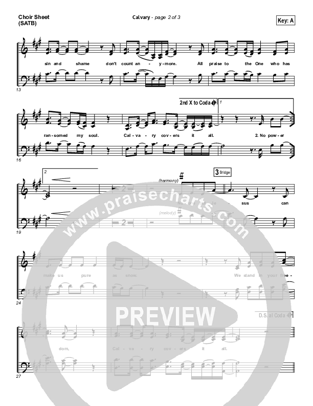 Calvary Choir Sheet (SATB) (Hillsong Worship)
