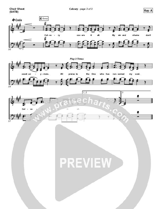 Calvary Choir Sheet (SATB) (Hillsong Worship)
